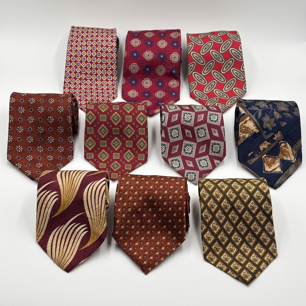 Jos A Bank Mens Silk Tie Lot of 10 Premier Signature Executive Collection Mixed